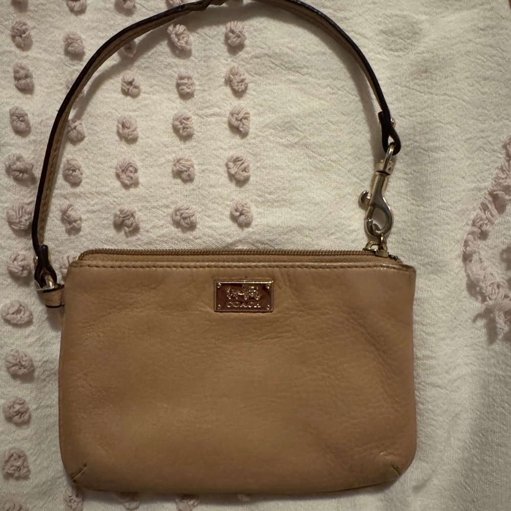 Coach Beige Leather Wristlet